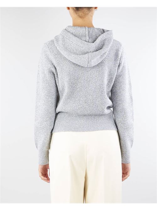 Mouliné viscose pullover with hood and logo patch Elisabetta Franchi ELISABETTA FRANCHI | Sweater | MK83S46E2CP6